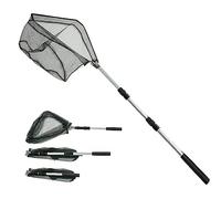 Épuisette de Pêche Pliable,150cm Long Manche Téléscopique,Poteau en Alliage d'Aluminium 3 Section/Filet Nylon Triangulaire,Extensible de 37 à 68 Pouces,pour Carpe Truite Crevette Etang Bassin Poisson