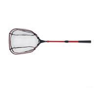 Épuisette de pêche pliable avec tête en maille de silicone antidérapante - Séchage rapide - Capacité de 14 kg - Design portable pour la pêche à la truite, au saumon et au bar - 35 cm - Rouge mat