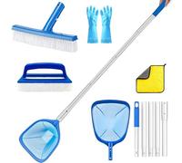 Épuisette de Piscine à Mailles Fines 172 cm de Long,Épuisettes de Surface pour Piscine,Kit Nettoyage avec Brosse de Piscine et Chiffon,pour Spas, Fontaine, Étang Nettoyage