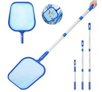 Épuisette De Piscine, Écumoire De Bassin avec 3 Perches Télescopiques for Le Nettoyage des Feuilles À Mailles Fines for Jacuzzi, Spa, Bassin De Jardin, Feuilles