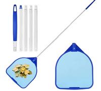 Épuisette démontable pour piscine, filet de nettoyage avec perche télescopique ajustable (98cm à 156cm) en aluminium, maille fine - Pour nettoyer efficacement les déchets en surface et au fond, acces