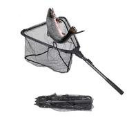 Épuisette Pêche Caoutchoutée Pliable avec 90cm Alliage Aluminium Télescopique, Epuisettes Peche Carpe Léger et Durable pour Attraper et Libérer Saumon, Homard, Poisson-Chat, Crevette, Truite, Perche