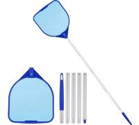 Epuisette Piscine 150/130cm, Écumeur De Feuilles avec Manche Télescopique Et Poteau en Aluminium Stable, Filet De Nettoyage De Piscine pour Spa, Algues Et Étang
