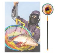 Épuisette télescopique avec perche légère en fibre de carbone pour les pêcheurs en kayak, idéal pour le saumon, la truite, le bar, le poisson-chat, la pêche à la mouche et le piégeage des crabes et