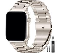 EPULY Compatible avec Apple Watch 49 mm, 45 mm, 44 mm, 42 mm, 41 mm, 40 mm, 38 mm, bracelet de montre professionnel en acier inoxydable pour iWatch Series 8 7 6 5 4 3 2 1 pour homme (lumière étoile