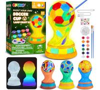 EPUMP Peints ta propre lampe de champion de football avec 2 modes d'éclairage Ensemble de bricolage de football rechargeable de 1200mAh, veilleuse, cadeau de peinture DIY pour enfants 5 6 7 8 9 10 11