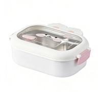 Epunk Boîte à déjeuner en acier inoxydable pour enfants avec compartiment en forme de lapin mignon - 22 x 8 x 17,8 cm - Boîte à bento pour adultes et enfants - Pour le bureau, l'école, la nourriture