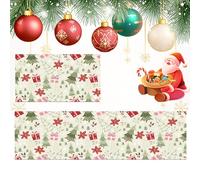 Epunk Ensemble de tapis de cuisine de Noël 40 x 120 + 40 x 60 cm, tapis en polyester antidérapant et lavable double face avec motif arbre et cadeau, décoration de sol festive