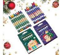 Epunk Lot de 16 crayons de Noël pour enfants - Thème de Noël non toxiques, lavables Fournitures d'art pour cadeaux de Noël, cadeaux de Noël et travaux manuels (8 couleurs par boîte)