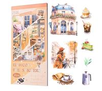 Epunk Lot de 20 autocollants sur le thème du café pour scrapbooking, journal et planificateurs - Matériau PET, style art déco, imperméable et transparent, lot varié