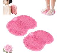 Épurateur de dos et de pieds de douche avec ventouses, artefact de frottement du dos, tapis de pied de lavage de salle de bain brosse exfoliante pour les pieds de la peau morte (2pcs-C)