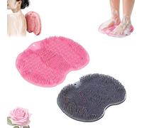 Épurateur de dos et de pieds de douche avec ventouses, artefact de frottement du dos, tapis de pied de lavage de salle de bain brosse exfoliante pour les pieds de la peau morte (2pcs-M)