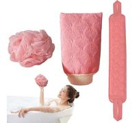Épurateur de dos pour ensemble de douche - 3 exfoliants de bain pour le corps, sangle texturée double face, boucle de poignée longue portée, éponge de nettoyage en profondeur | Pour outil de bain, net