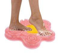 Épurateur de douche pour pieds - Coussin en silicone avec base à ventouse à poils longs | Nettoyant pour les pieds antidérapant, masseur exfoliant, outil de lavage sans flexion, soins de la circulatio