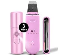 Épurateur de Peau (lot de 3) - Ultrasonique Épurateur Visage Skin Scrubber avec pulvérisateur de brume faciale et kit d'outils d'extraction - Exfoliant ultrasonique pour la peau - USB Rechargeable