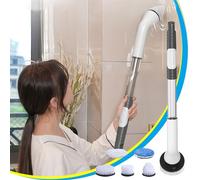 Épurateur électrique à rotation, ensemble de brosses de nettoyage multifonctions à main for salle de bain, avec long manche, remplacement des têtes, brosse de nettoyage sans fil, brosse de nettoyage é