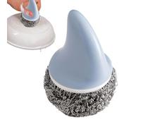 Épurateur en Acier Inoxydable avec poignée, épurateu en Acier pour Le Nettoyage - Brosse à récurer Amovible avec poignée,Tête de Brosse remplaçable, épurateur de dégâts tenaces pour éviers, Barbecue