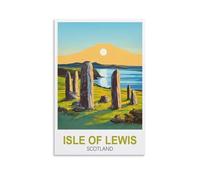 EPXZNM Plaque en Métal Affiche de voyage de l'île de Lewis en Écosse Panneau de Porte Drôle en Étain Panneaux de Grotte pour la Maison les Bars les Cafés les Pubs les Clubs 20x30cm