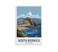 EPXZNM Plaque en Métal Affiche de voyage de North Berwick en Écosse Panneau de Porte Drôle en Étain Panneaux de Grotte pour la Maison les Bars les Cafés les Pubs les Clubs 20x30cm
