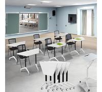 EPYBJYWQ Table de la Salle de conférence Table de Formation Mobile Pliable Flip Top, Bureau Informatique avec Modesty et Roues verrouillables(8PCS)