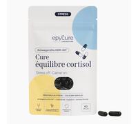 EPYCURE - Cure Équilibre Cortisol - 100% Naturel - Réduit Cortisol, Soulage Stress & Fatigue Nerveuse - Ashwagandha, Magnésium Bisglycinate, L-Tryptophane, Vitamines B - 1 Mois