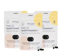 EPYCURE - Cure Multivitamines + - Combat Fatigue Physique & Mentale, Réduit Stress, Détend - 87% Naturel - Rhodiole, Magnésium, Vitamines B3, B6, D3, Fer - Vegan - Fabriqué en France (Coffret de 3)