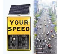 EpyGnom Panneau de Limitation de Vitesse Solaire, Radar de Vitesse à éNergie Solaire, Affichage en Temps RéEl, TéLéCommande et Accessoires Inclus, pour Routes à Vitesse LimitéE Yellow-60x90cm