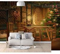 EPZEY Maison Noël Papier Peint Mural 3D Auto-Adhésif Mural Taille Multiple Motif Auto-Adhésif Mural Photo Murale Enfants Enfants Chambre Décoration Fond Papier Peint Garçon Fille Chambre 140x70 cm
