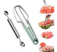 Epzia Coupe-pastèque - 3 en 1 - En acier inoxydable - Coupe pastèque, coupe fruit et découpe fruits - Parfait pour l'été, la pastèque - Vert