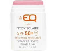EQ Stick Solaire Bio SPF50+ Visage & Lèvres - Crème Solaire Naturelle, Écologique - Stick SPF 50 Idéal pour Surf, Ski, & Tatouages - 10g Teinté Framboise - Conçu pour Sportifs - Fabriqué en France
