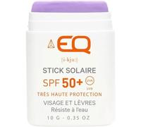 Eq | Stick solaire Visage Bio - Mauve - Très Haute protection SPF50+ - Tube 10g - Pour Sportifs et Enfants - Filtres Minéraux - Respecte le milieu Marin - Made In France