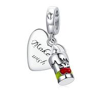 EQEQE Pendentif en argent sterling, perles for bracelet, bracelet for femme DIY Perles en argent sterling 925 for bracelet Bougies colorées d'amour