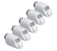 Eqiva Lot de 5 thermostats de radiateur électronique avec fonction Boost et boîte compacte silencieuse