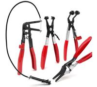 Eqivei Lot de 4 pinces à collier de serrage pour voiture, comprend une pince à ressort long, une pince à collier de serrage, une bande plate et une pince coudée, un extracteur de tuyau (kit de pinces
