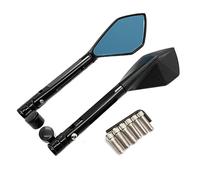 EQJSHL Rétroviseurs Latéraux Moto en Aluminium Usiné CNC (8 Mm Et 10 Mm) pour XJR1300, XJ6 Vmax, MT01, MT-03, TDM 900, FZ1, FZ6 YBR Rétroviseur Conduite(Noir)