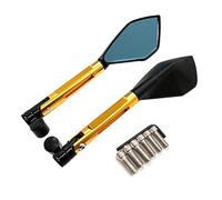 EQJSHL Rétroviseurs Latéraux Moto en Aluminium Usiné CNC (8 Mm Et 10 Mm) pour XJR1300, XJ6 Vmax, MT01, MT-03, TDM 900, FZ1, FZ6 YBR Rétroviseur Conduite(Or)