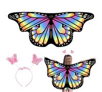 EQLEF Ailes de Papillon Enfant, Cape Papillon Enfant Lead Band Enfants Déguisement Ailes de Fée Papillon Ailes de Papillon Ailes Papillon Filles Fantaisie Robe Party Play Party Like 3-6 Ans (Rainbow)