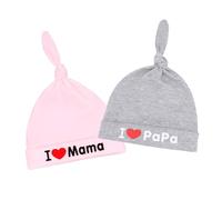EQLEF Bonnets de Naissance, J'aime Maman et J'aime Papa 0-3 Mois Nouveau-né Bonnet en Coton Unisexe Bonnet bébé Cadeau de Noël