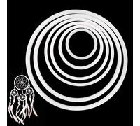 EQLEF Cadre Dreams Catcher, 6 pcs Dream Catcher Hoop en Plastique, Anneau Rond en macramé Blanc pour Bricolage Crafting-6 Tailles