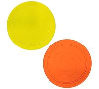 EQLEF Disques Volants Disque Volant Non Glissant Soft Silicone Toy Parents Kid Time Outdoor Sport 2 Pcs (Jaune et Orange)