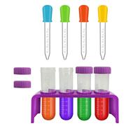 EQLEF Eprouvette Plastique Tube à Essai avec Bouchon, Grands Tubes Plastique Support Pipettes Compte-Gouttes,Expériences Scientifiques Créatives,Jouet éducatif à Domicile (Violet)