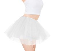 EQLEF Jupe Tutu en Tulle, Jupe en Tulle 4 Couches Jupe en Tulle doublée d'une Jupe de Ballet Confortable et Moelleuse pour Les fêtes costumées Halloween Marathon et Course (Blanc)