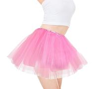 EQLEF Jupe Tutu en Tulle, Jupe en Tulle 4 Couches Jupe en Tulle doublée d'une Jupe de Ballet Confortable et Moelleuse pour Les fêtes costumées Halloween Marathon et Course (Couleur Rose)