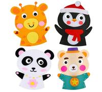 EQLEF Kit Couture Enfant, 4pcs Patron Couture Enfant Kit de Couture en Feutre Animaux Kit Couture Debutant Marionnettes à Main Animaux Garçons et Filles Juniors (B)