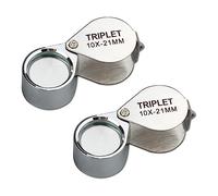 EQLEF Loupe Portable Pliable Plaqué Métal Loupe de Poche DE pour Déterminer Bijoux Diamants Monnaies-2 Loupes