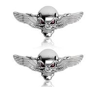 EQLEF Metal Skull Autocollant De Voiture, 1 Pc de 3D Skull en Alliage de Zinc Métal Autocollant De Voiture Skull Emblème Badge Car Styling Autocollants Accessoires pour Voiture Moto (Argent B)