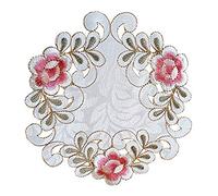 EQLEF Napperons ronds brodés Sets de table Fleurs Cutwork Dentelle Dessous de vase 9,8" x 9,8" (4 pièces)