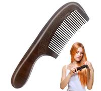 EQLEF Peigne en Bois, peigne à cheveux à gravure double face en bois de pêche naturel avec poignée de massage sain Anti peignes statiques
