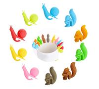 EQLEF Sachet de Thé en Silicone, 10pcs écureuil Escargot Porte - Sac à Thé Mignon Marque de Boisson Verre Porte - Sac à Thé en Escargot pour la Fourniture de Tasses