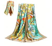 EQLEF Tropical Feuille Pareo Femme Plage, 180 × 90cm Polyester Cover Up, Léger Rapide Sèche Pareo Wrap Jupe pour Les Femmes, Plage, Piscine, Vacances, Couverture de Maillot de Bain (Kaki)